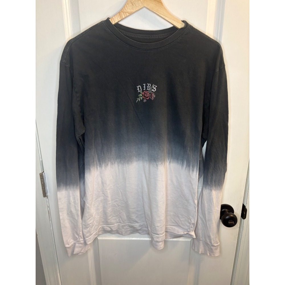 Dibs Mens Snake Rose Graphic Long Sleeve T-Shirt Black White Ombre Size Large